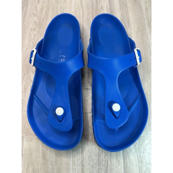 Birkenstock Sandals Womens 10 Mens 8 Gizeh Eva Rubber Royal Blue Thong Flip Flop - Picture 2 of 16